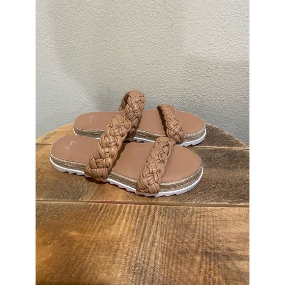 Marc Fisher Shoes - Marc Fisher LTD Jaimee Brown Leather Braided Espadrille Sandals Size 6